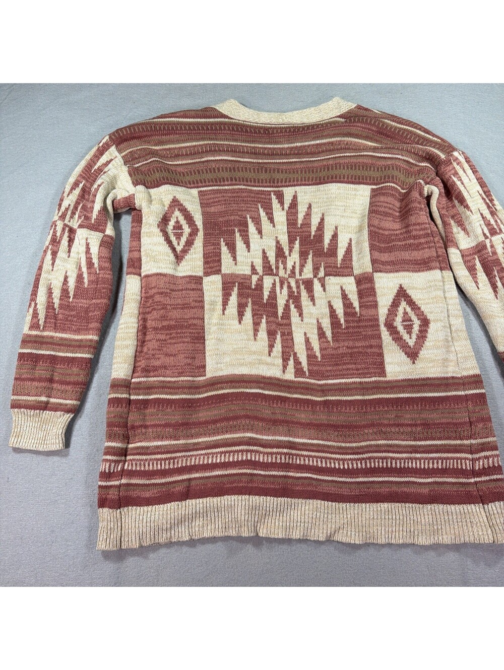 Lucky Brand Heritage Cardigan S Southwestern Aztec Open Front Knit Sweater 0201 - Picture 9 of 10